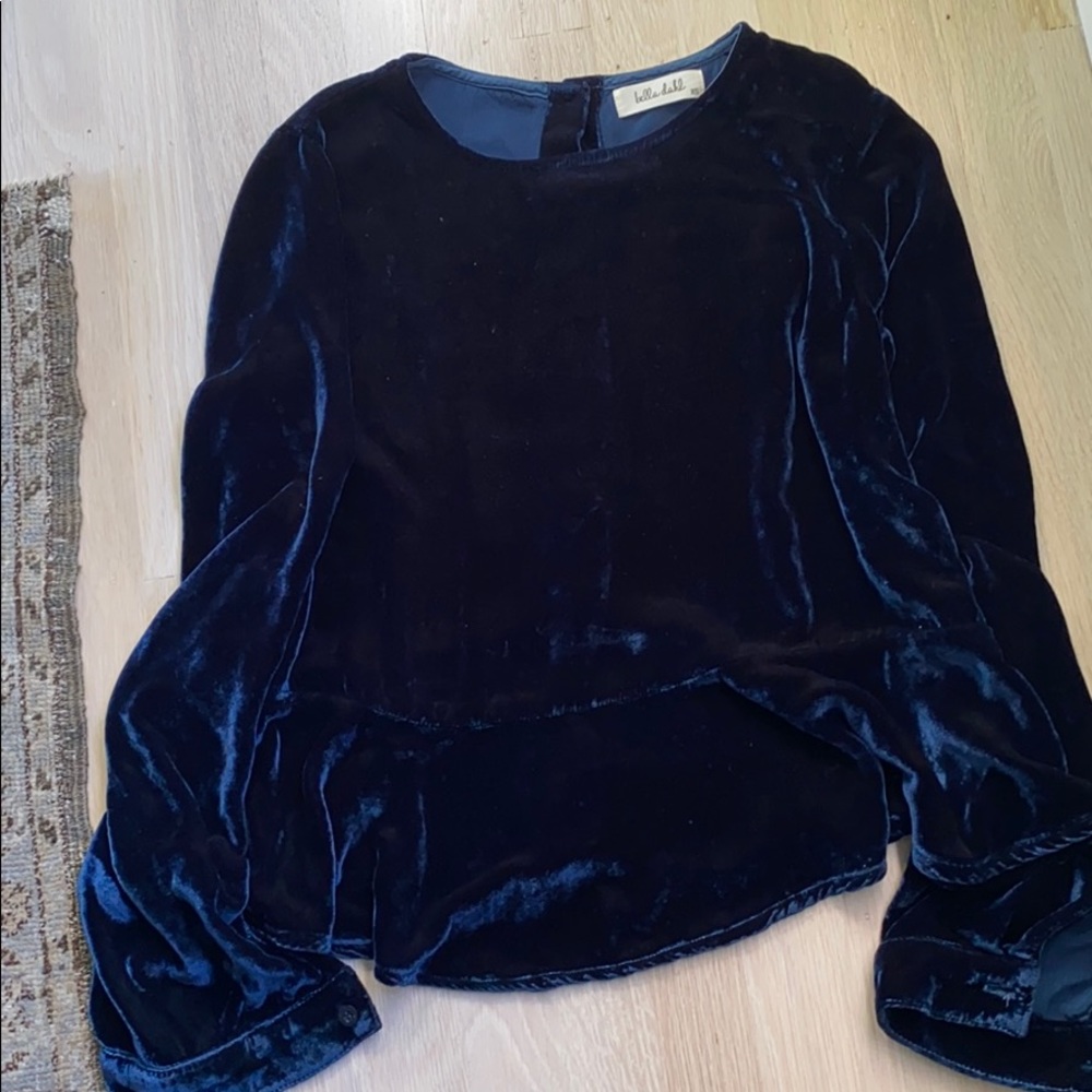 Bella Dahl blue velvet party top navy size xs